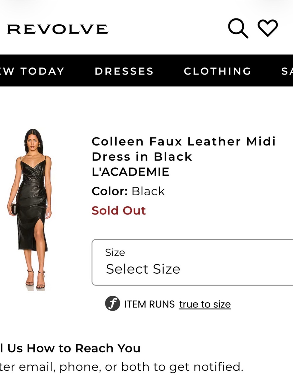 L’Academie Colleen Black Faux Leather Midi Dress Size S Revolve - Picture 6 of 6